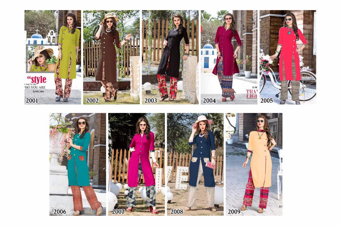 Touch-2 2001 To 2009 Series By Prime Beautiful Colourful Stylish Fancy Pretty Party Wear Casual Wear Occasional Wear Printed Reyon Kurti At Wholesale Price