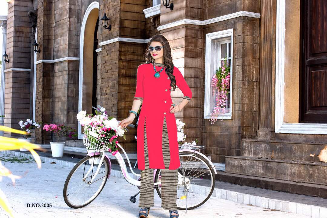 Touch-2 2001 To 2009 Series By Prime Beautiful Colourful Stylish Fancy Pretty Party Wear Casual Wear Occasional Wear Printed Reyon Kurti At Wholesale Price
