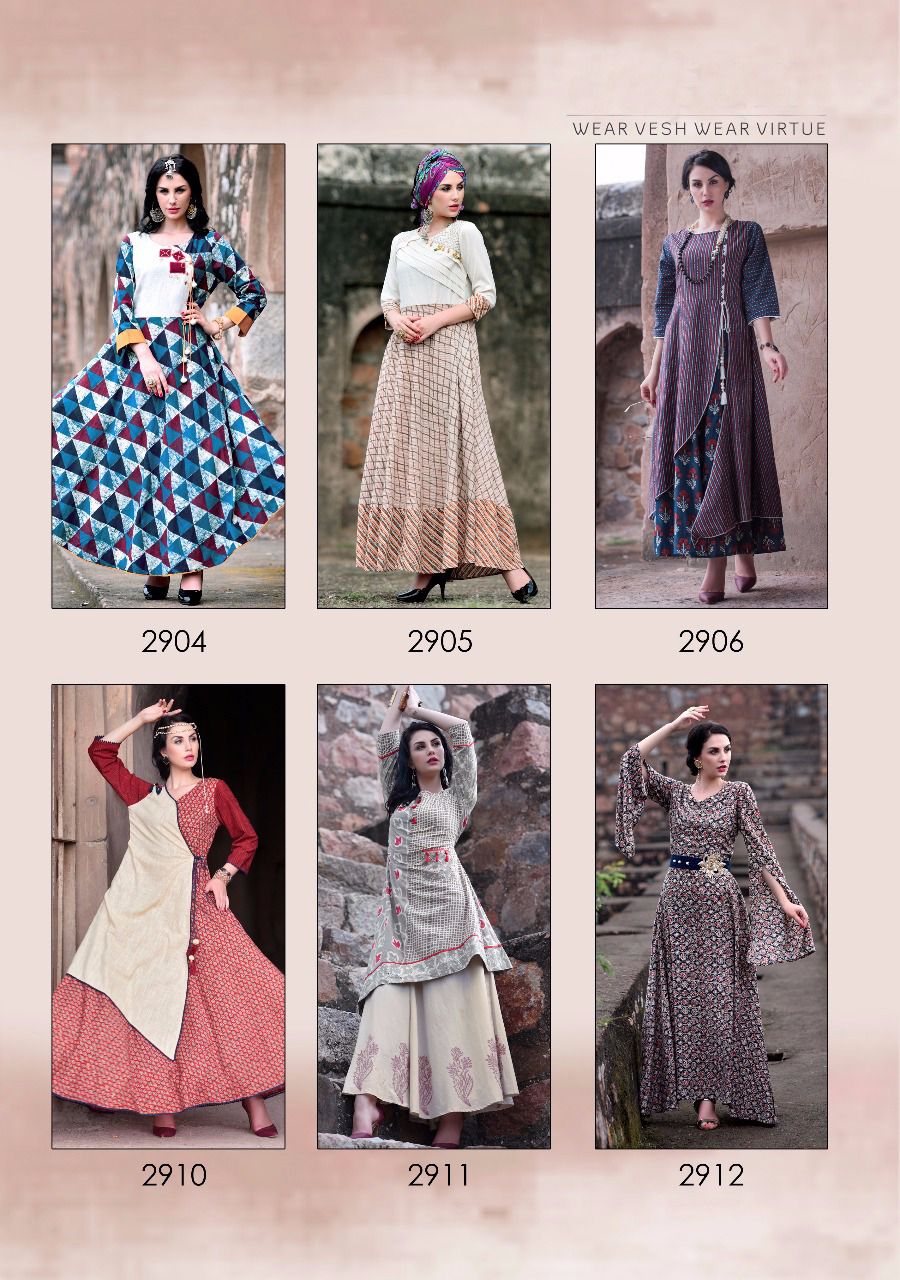 Trendy By Vesh 2901 To 2912 Series Stylish Beautiful Fancy Colorful Ethnic Wear & Casual Wear Cotton Printed Kurtis At Wholesale Price
