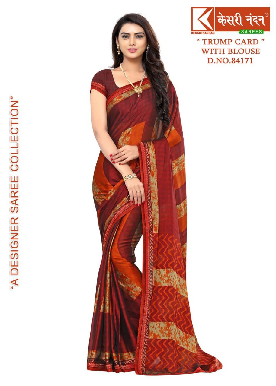 Trump Card By Kesari Nandan Sarees 84171 To 84180 Series Beautiful Fancy Colorful Stylish Party Wear & Occasional Wear Georgette Printed Sarees At Wholesale Price