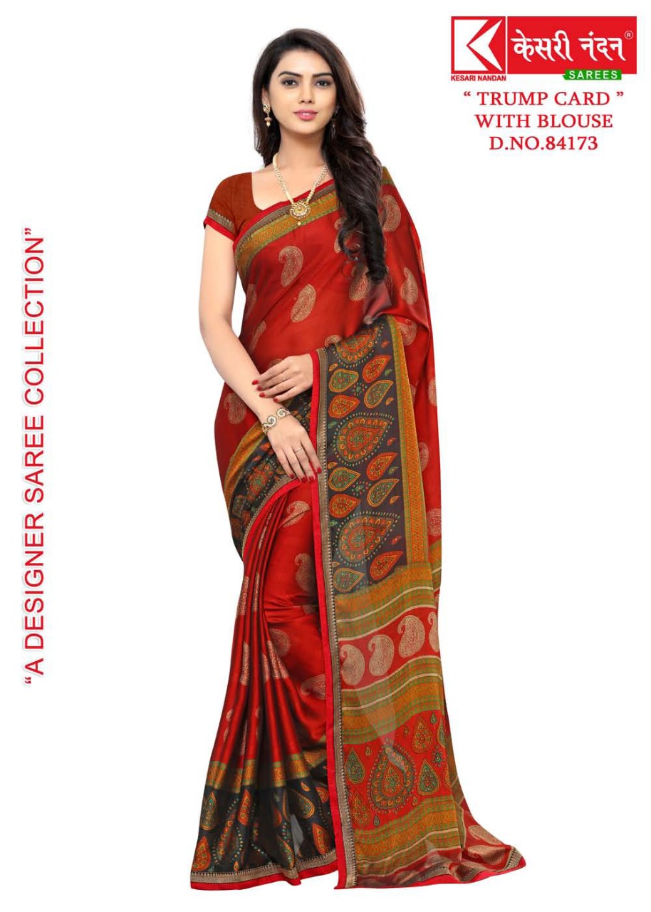 Trump Card By Kesari Nandan Sarees 84171 To 84180 Series Beautiful Fancy Colorful Stylish Party Wear & Occasional Wear Georgette Printed Sarees At Wholesale Price
