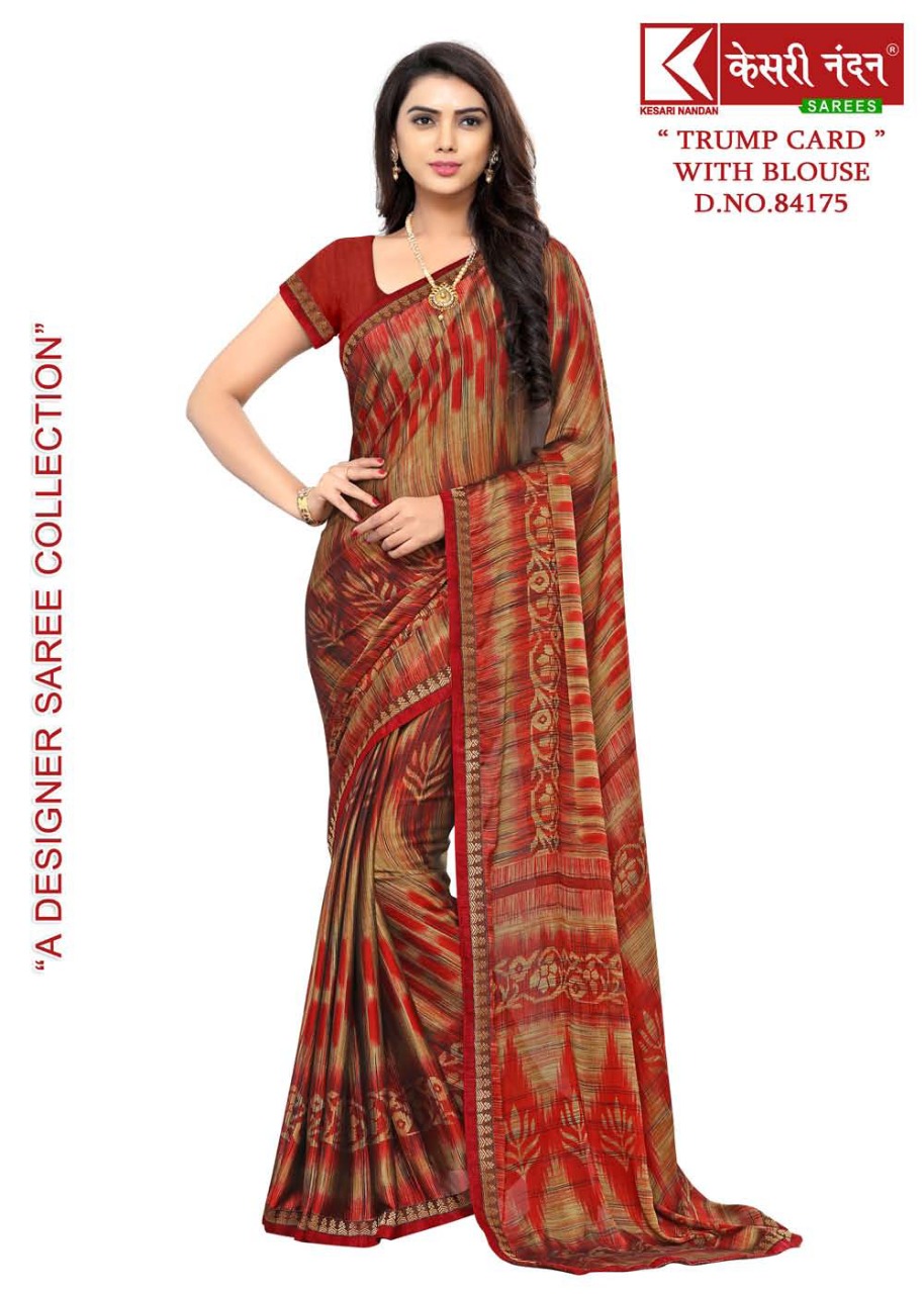 Trump Card By Kesari Nandan Sarees 84171 To 84180 Series Beautiful Fancy Colorful Stylish Party Wear & Occasional Wear Georgette Printed Sarees At Wholesale Price