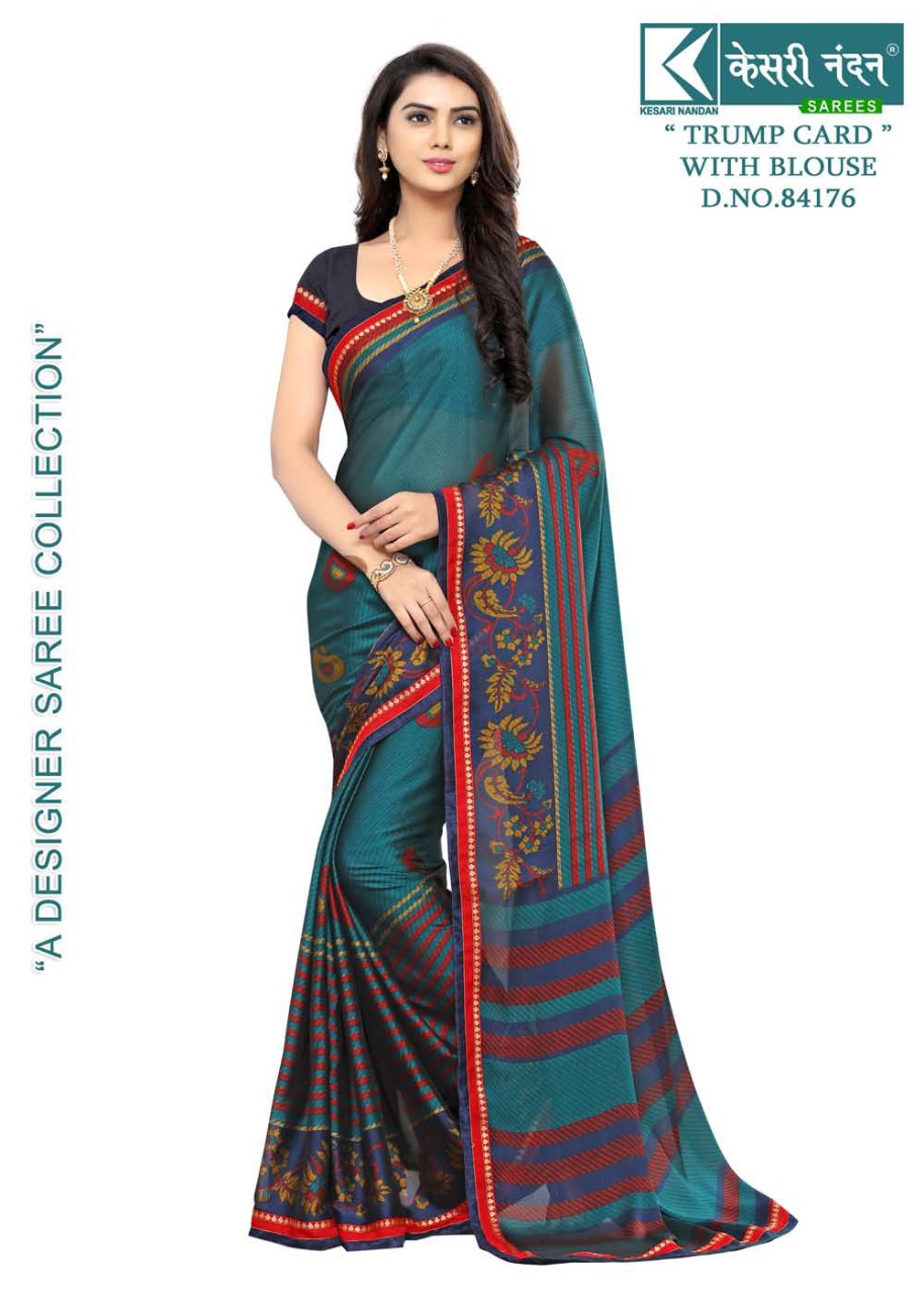 Trump Card By Kesari Nandan Sarees 84171 To 84180 Series Beautiful Fancy Colorful Stylish Party Wear & Occasional Wear Georgette Printed Sarees At Wholesale Price