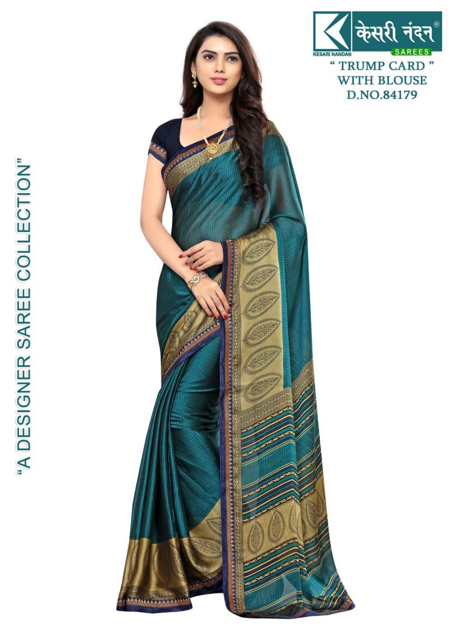 Trump Card By Kesari Nandan Sarees 84171 To 84180 Series Beautiful Fancy Colorful Stylish Party Wear & Occasional Wear Georgette Printed Sarees At Wholesale Price