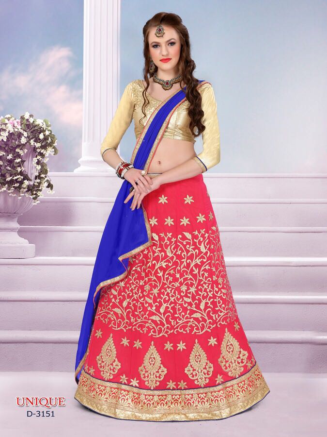 Unique By Sanskar Style 3145 To 3153 Series Designer Beautiful Colorful Fancy Occasional Wear & Party Wear Georgette Embroidered Lehengas At Wholesale Price