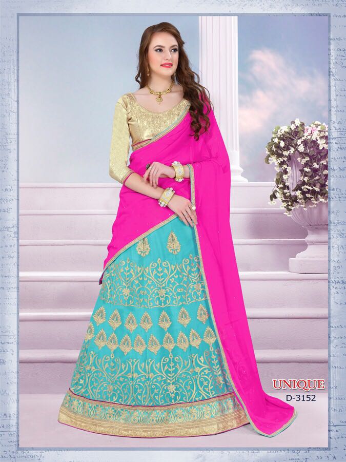 Unique By Sanskar Style 3145 To 3153 Series Designer Beautiful Colorful Fancy Occasional Wear & Party Wear Georgette Embroidered Lehengas At Wholesale Price