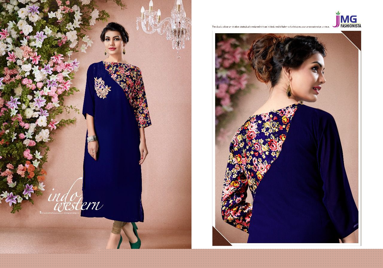 Veda By Jmg Fashionista 2001 To 2006 Series Designer Stylish Fancy Beautiful Colorful Casual Wear & Ethnic Wear Faux Georgette Hand Work Kurtis At Wholesale Price