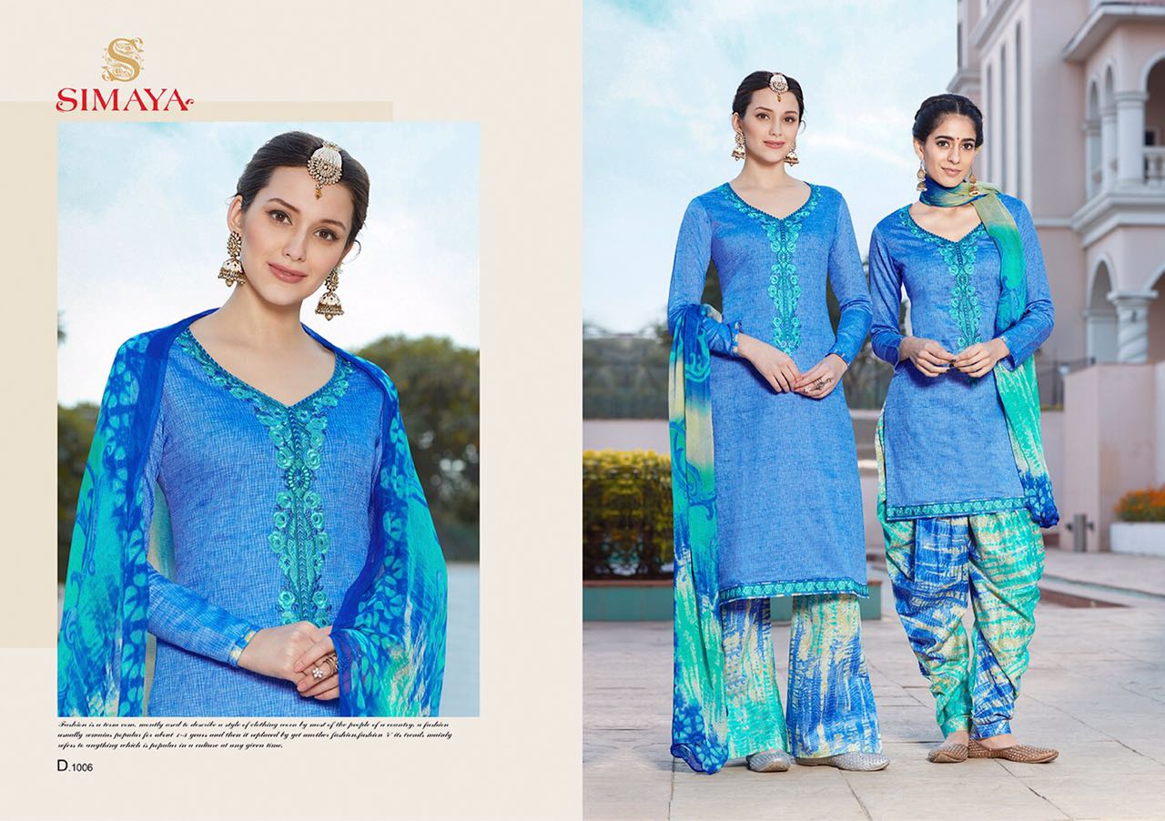 Veera By Simaya 1000 To 1011 Series Beautiful Stylish Designer Printed Printed And Embroidered Casual Wear Glace Cotton Dresses At Wholesale Price