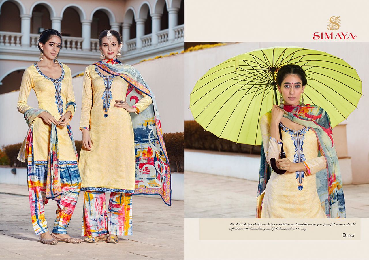 Veera By Simaya 1000 To 1011 Series Beautiful Stylish Designer Printed Printed And Embroidered Casual Wear Glace Cotton Dresses At Wholesale Price