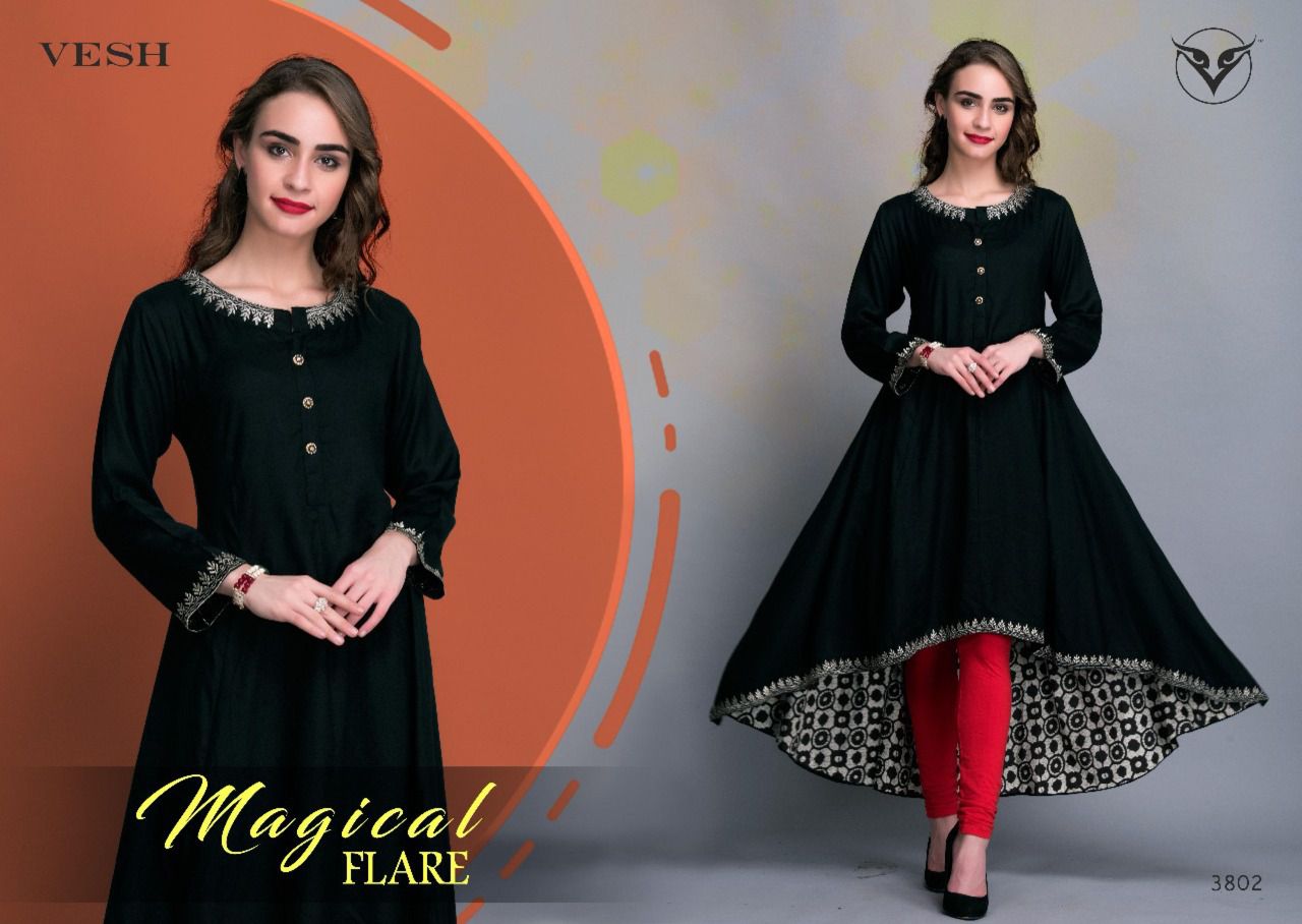 Vesh Vol-38 By Vesh 3801 To 3809 Series Designer Stylish Beautiful Colorful Fancy Party Wear & Ethnic Wear Rayon/ Cotton/ Silk Embroidered Kurtis At Wholesale Price