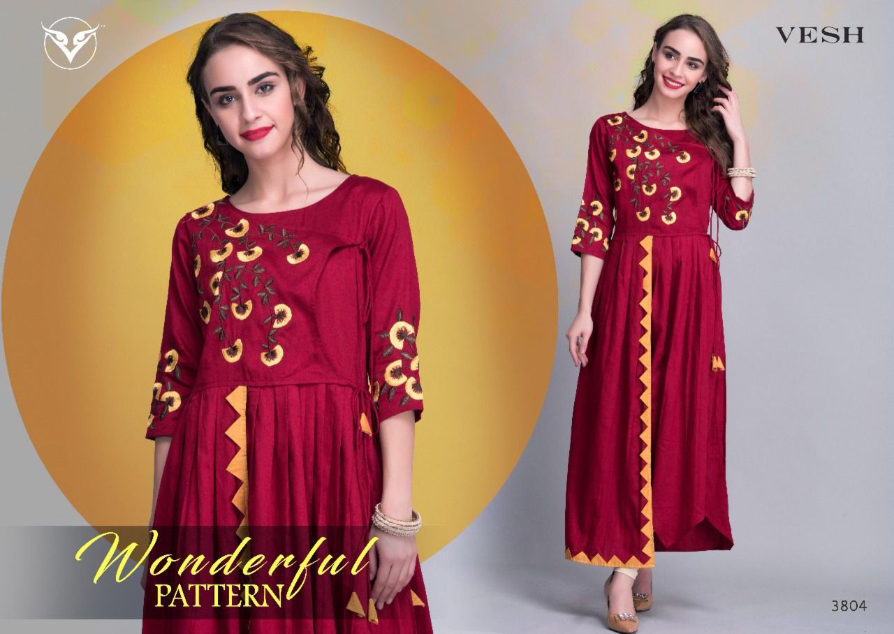 Vesh Vol-38 By Vesh 3801 To 3809 Series Designer Stylish Beautiful Colorful Fancy Party Wear & Ethnic Wear Rayon/ Cotton/ Silk Embroidered Kurtis At Wholesale Price