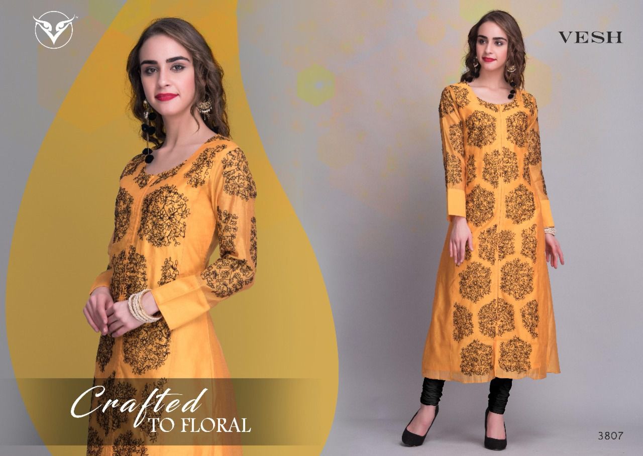 Vesh Vol-38 By Vesh 3801 To 3809 Series Designer Stylish Beautiful Colorful Fancy Party Wear & Ethnic Wear Rayon/ Cotton/ Silk Embroidered Kurtis At Wholesale Price