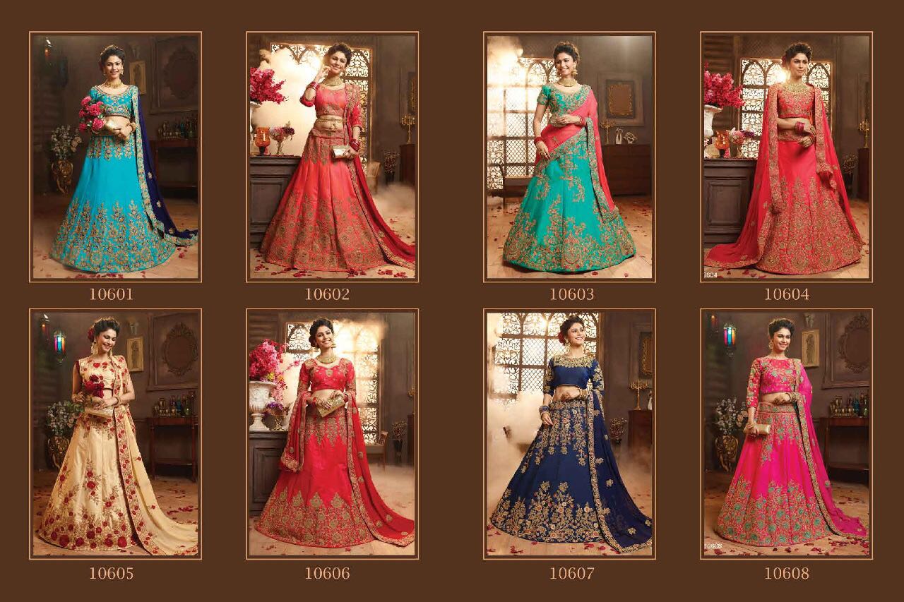Wedding Season By Riddhoo Fashion 10601 To 10608 Series Designer Wedding Collection Beautiful Stylish Fancy Colorful Party Wear & Occasional Wear Georgette Embroidered Lehengas At Wholesale Price