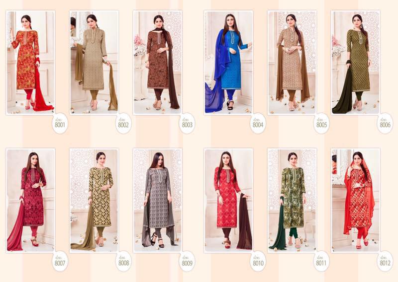 Zaheen-8 8001 To 8012 Series By Aadesh Nx Beautiful Stylish Colorful Party Wear Casual Wear Occasional Wear Printed Cotton Dresses At Wholesale Price