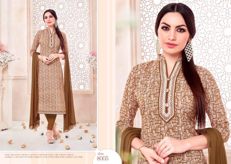 Zaheen-8 8001 To 8012 Series By Aadesh Nx Beautiful Stylish Colorful Party Wear Casual Wear Occasional Wear Printed Cotton Dresses At Wholesale Price