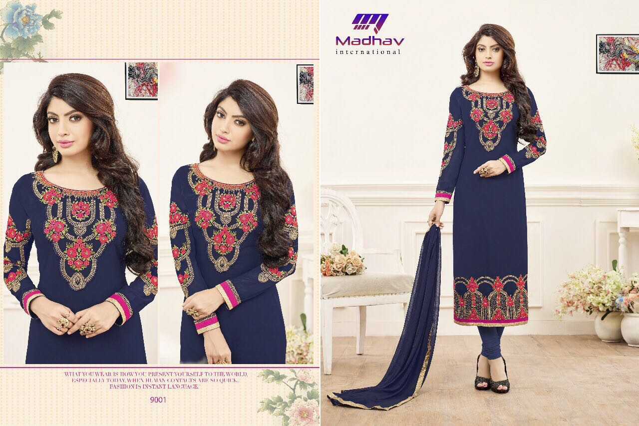 Zara By Madhav International 9001 To 9006 Series Designer Beautiful Indian Colorful Party Wear & Occasional Wear Georgette Embroidered Dresses At Wholesale Price