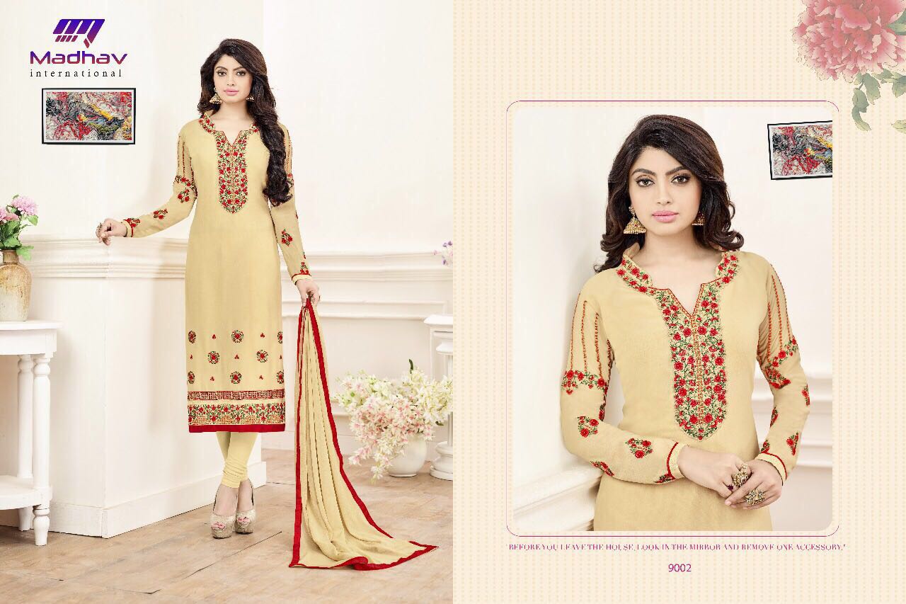 Zara By Madhav International 9001 To 9006 Series Designer Beautiful Indian Colorful Party Wear & Occasional Wear Georgette Embroidered Dresses At Wholesale Price