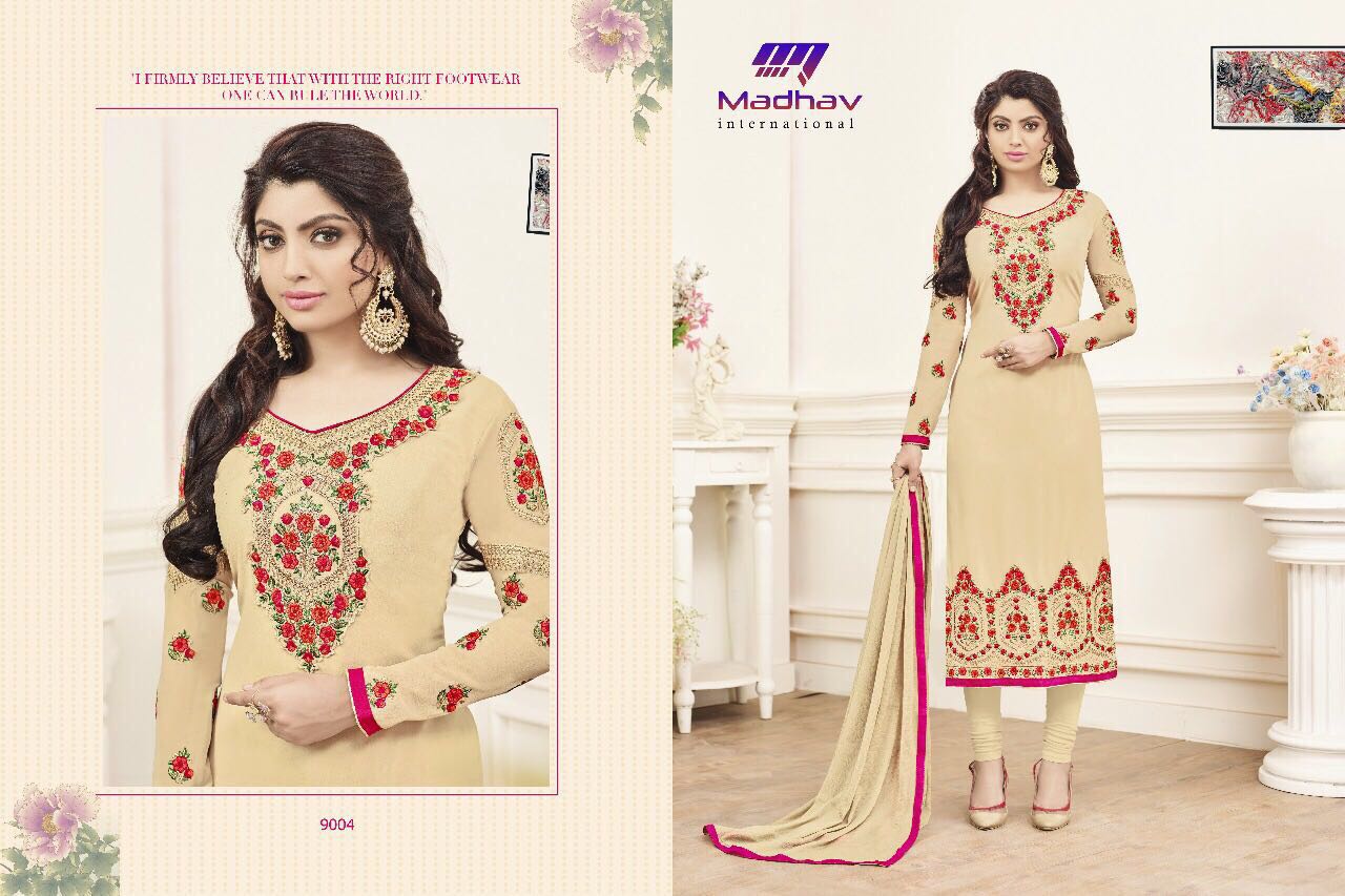 Zara By Madhav International 9001 To 9006 Series Designer Beautiful Indian Colorful Party Wear & Occasional Wear Georgette Embroidered Dresses At Wholesale Price