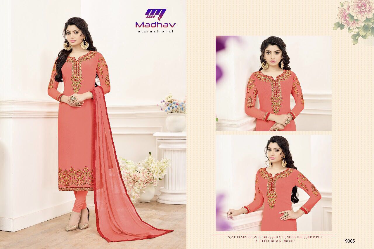 Zara By Madhav International 9001 To 9006 Series Designer Beautiful Indian Colorful Party Wear & Occasional Wear Georgette Embroidered Dresses At Wholesale Price