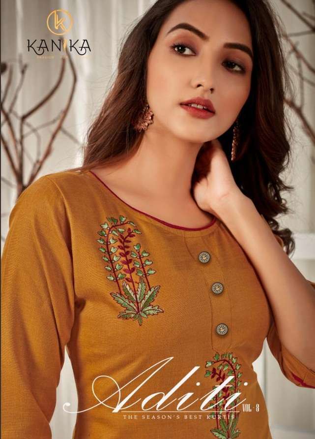 ADITI VOL-8 BY KANIKA 1263 TO 1272 SERIES DESIGNER STYLISH FANCY COLORFUL BEAUTIFUL PARTY WEAR & ETHNIC WEAR COLLECTION RUBY SILK EMBROIDERED KURTIS AT WHOLESALE PRICE