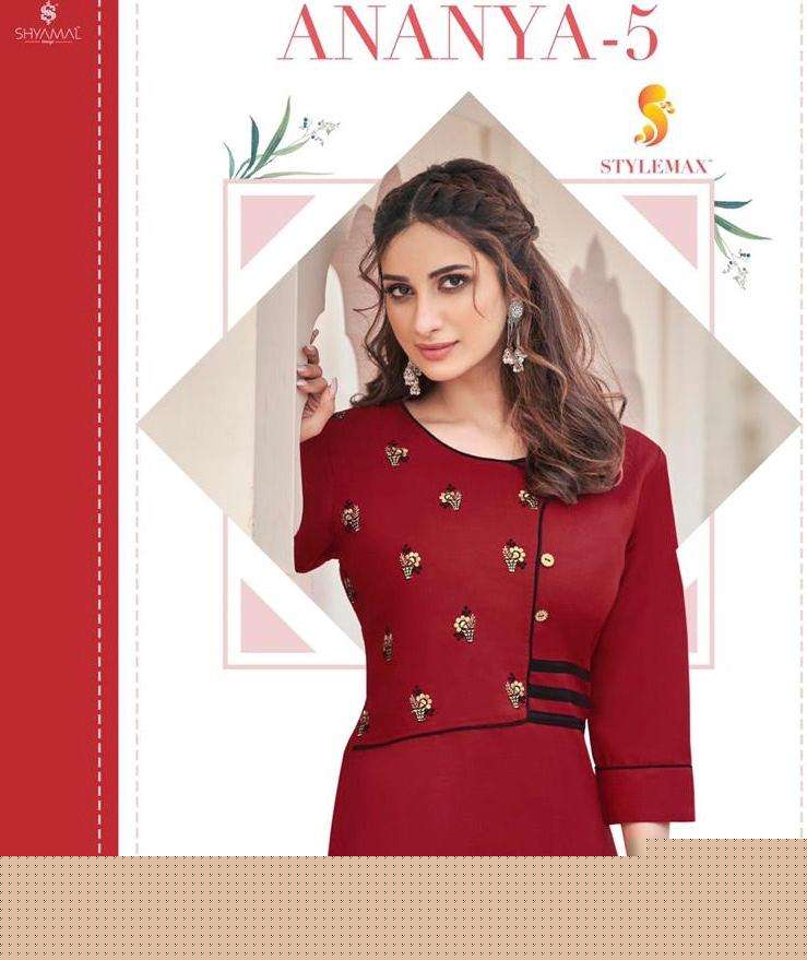 ANANYA VOL-5 BY STYLEMAX 141 TO 151 SERIES BEAUTIFUL STYLISH FANCY COLORFUL CASUAL WEAR & ETHNIC WEAR & READY TO WEAR MAGIC CLYB EMBROIDERED KURTIS WITH BOTTOM AT WHOLESALE PRICE