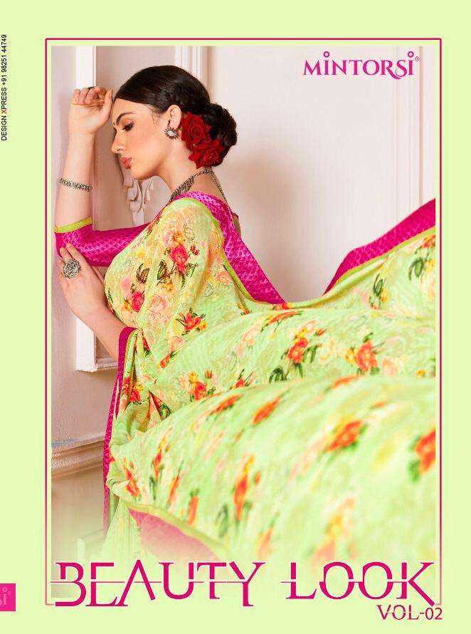 BEAUTY LOOK VOL-2 BY MINTORSI INDIAN TRADITIONAL WEAR COLLECTION BEAUTIFUL STYLISH FANCY COLORFUL PARTY WEAR & OCCASIONAL WEAR SOFT WEIGHTLESS SAREES AT WHOLESALE PRICE