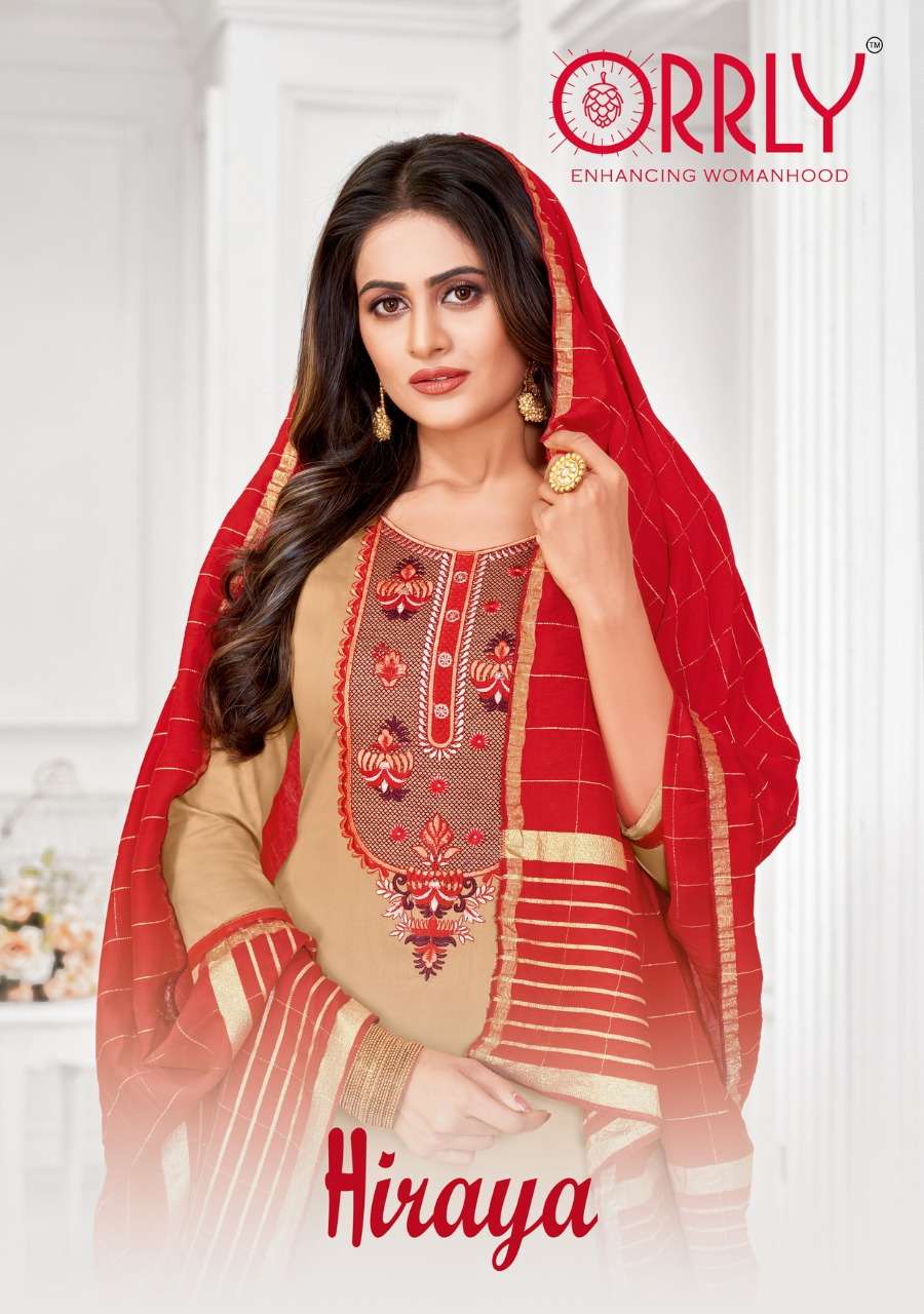 HIRAYA BY ORRLY 3001 TO 3007 SERIES DESIGNER SUITS BEAUTIFUL FANCY COLORFUL STYLISH PARTY WEAR & OCCASIONAL WEAR JAM COTTON EMBROIDERED DRESSES AT WHOLESALE PRICE