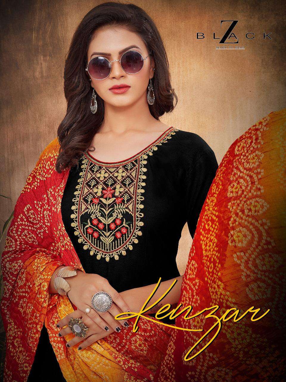 KENZAR BY Z BLACK 1001 TO 1006 SERIES BEAUTIFUL SUITS STYLISH COLORFUL FANCY CASUAL WEAR & ETHNIC WEAR RAYON EMBROIDERED DRESSES AT WHOLESALE PRICE
