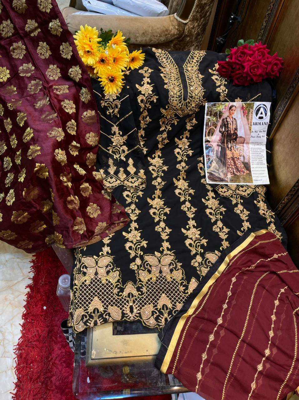 RIMISHA 08 BY ARMANI PAKISTANI SUITS BEAUTIFUL FANCY COLORFUL STYLISH PARTY WEAR & OCCASIONAL WEAR FAUX GEORGETTE WITH EMBROIDERY DRESSES AT WHOLESALE PRICE