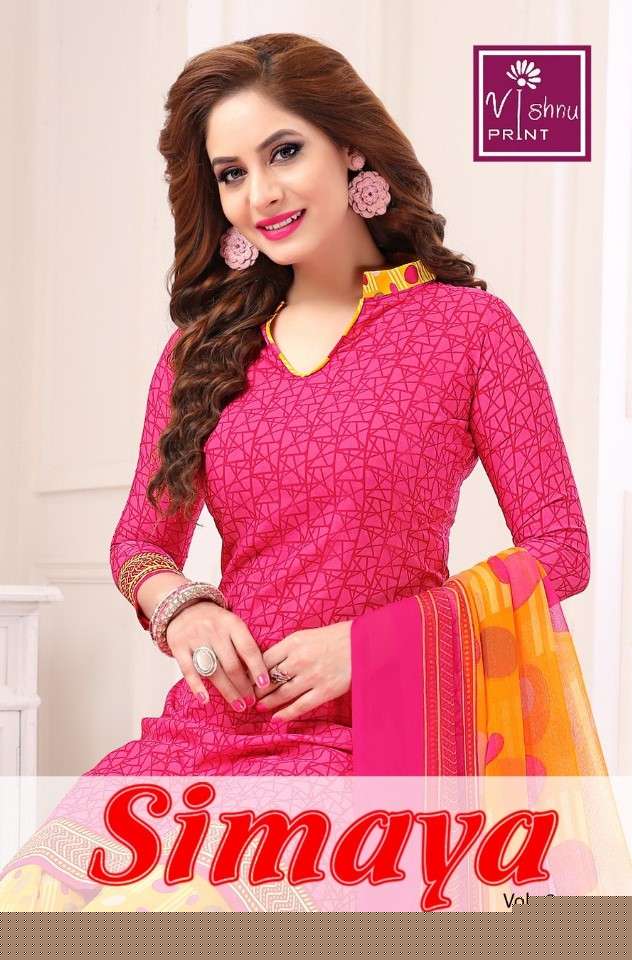 SIMAYA VOL-9 BY VISHNU PRINTS 1201 TO 1216 SERIES BEAUTIFUL SUITS STYLISH FANCY COLORFUL PARTY WEAR & OCCASIONAL WEAR LEYON PRINTED DRESSES AT WHOLESALE PRICE