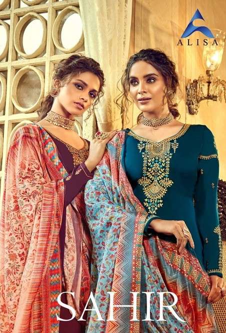SAHIR BY ALISA 6201 TO 6206 SERIES BEAUTIFUL STYLISH FANCY COLORFUL CASUAL WEAR & ETHNIC WEAR SATIN GEORGETTE DRESSES AT WHOLESALE PRICE