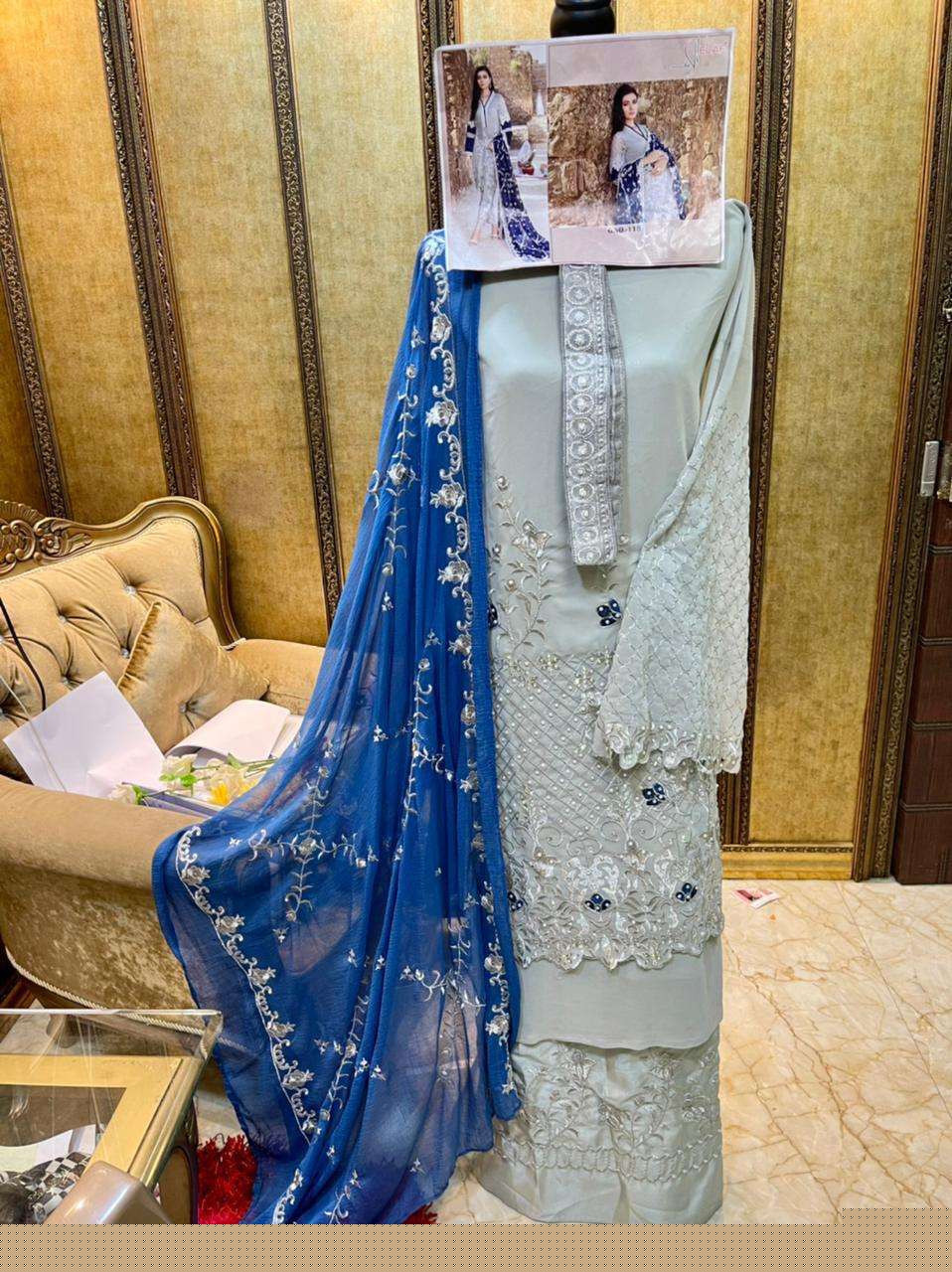 CHAMBELI BY ELAAF BEAUTIFUL STYLISH SUITS FANCY COLORFUL CASUAL WEAR & ETHNIC WEAR & READY TO WEAR HEAVY FAUX GEORGETTE EMBROIDERY DRESSES AT WHOLESALE PRICE