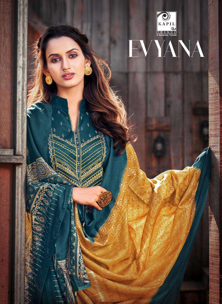 EVYANA BY KAPIL TRENDZ 3001 TO 3006 SERIES BEAUTIFUL WINTER COLLECTION SUITS STYLISH FANCY COLORFUL CASUAL WEAR & ETHNIC WEAR JAM COTTON WITH WORK DRESSES AT WHOLESALE PRICE