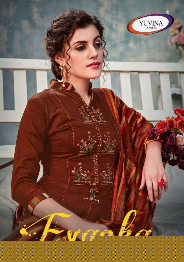 EVANKA BY YUVINA EXPORTS 58001 TO 58008 SERIES BEAUTIFUL SUITS COLORFUL STYLISH FANCY CASUAL WEAR & ETHNIC WEAR PURE COTTON EMBROIDERED DRESSES AT WHOLESALE PRICE