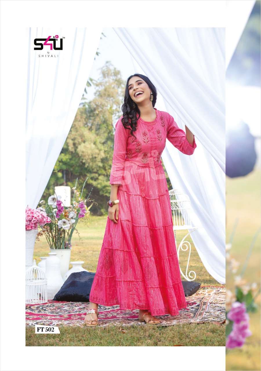 FLAIRY TALES VOL-5 BY S4U FASHION 501 TO 507 SERIES DESIGNER STYLISH FANCY COLORFUL BEAUTIFUL PARTY WEAR & ETHNIC WEAR COLLECTION COTTON GOWNS AT WHOLESALE PRICE