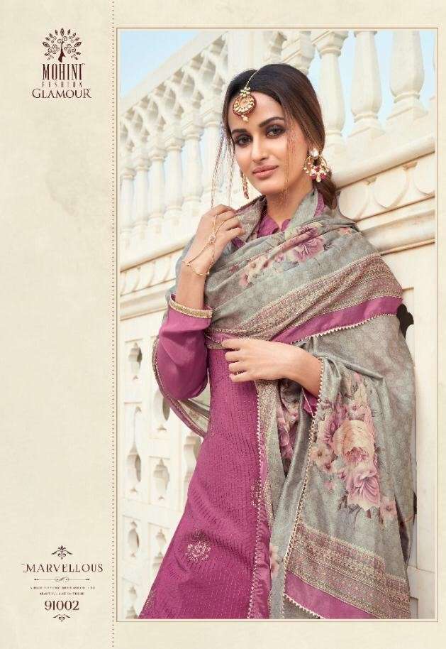 GLAMOUR VOL-91 BY MOHINI FASHION 91001 TO 91006 SERIES DESIGNER FESTIVE SUITS COLLECTION BEAUTIFUL STYLISH FANCY COLORFUL PARTY WEAR & OCCASIONAL WEAR NATURAL CREPE SILK EMBROIDERED DRESSES AT WHOLESALE PRICE