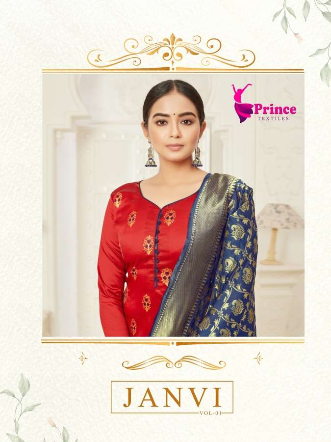 JANVI VOL-1 BY PRINCE 1001 TO 1006 SERIES BEAUTIFUL SUITS STYLISH FANCY COLORFUL PARTY WEAR & OCCASIONAL WEAR JACQUARD SILK DRESSES AT WHOLESALE PRICE