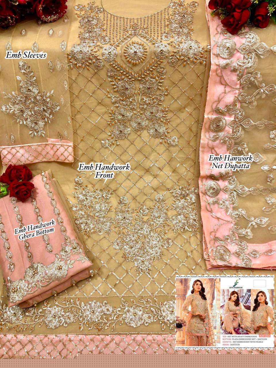 JUVI HIT DESIGNS 253 AND 254 BY JUVI FASHION DESIGNER FESTIVE SUITS COLLECTION BEAUTIFUL STYLISH FANCY COLORFUL PARTY WEAR & OCCASIONAL WEAR HEAVY FAUX GEORGETTE/NET WITH EMBROIDERED DRESSES AT WHOLESALE PRICE