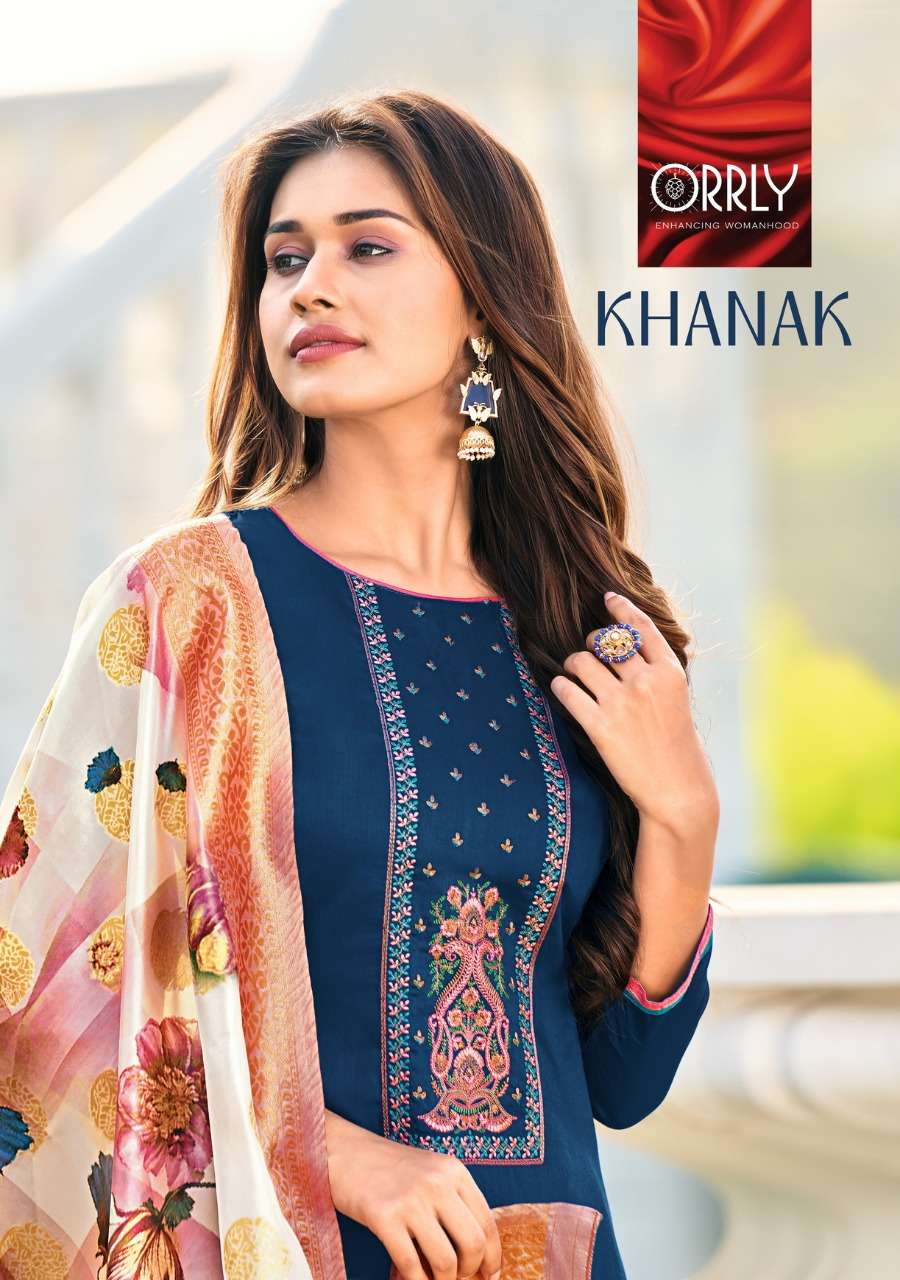 KHANAK BY ORRLY 4000 TO 4006 SERIES BEAUTIFUL STYLISH SUITS FANCY COLORFUL CASUAL WEAR & ETHNIC WEAR & READY TO WEAR JAM COTTON EMBROIDERED DRESSES AT WHOLESALE PRICE