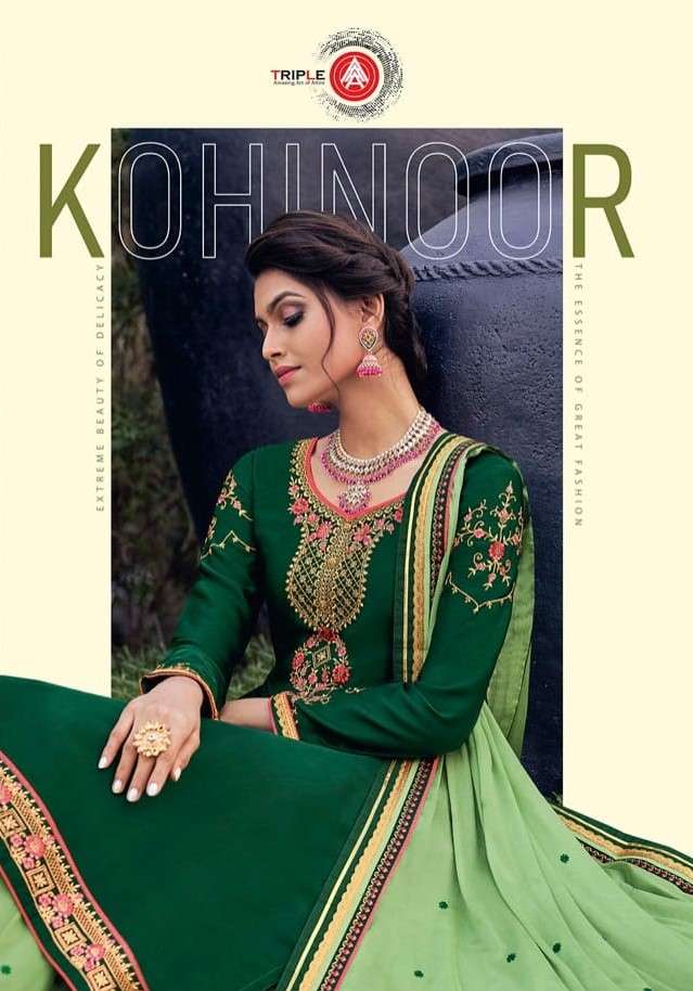 KOHINOOR BY TRIPLE AAA 471 TO 476 SERIES BEAUTIFUL STYLISH SUITS FANCY COLORFUL CASUAL WEAR & ETHNIC WEAR & READY TO WEAR SATIN GEORGETTE DRESSES AT WHOLESALE PRICE
