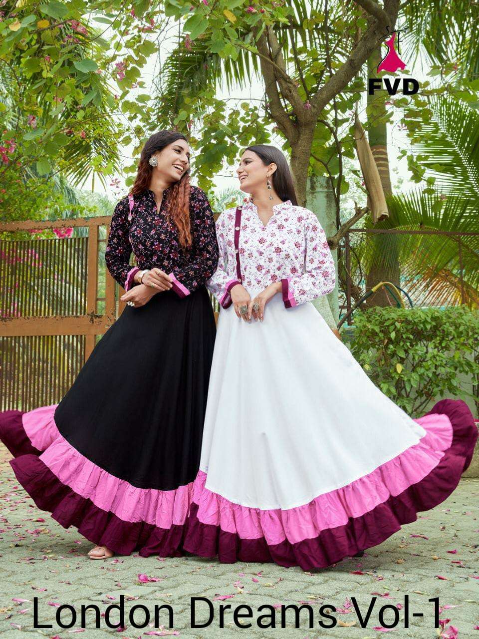 LONDON DREAMS VOL-1 BY FVD 164 TO 171 SERIES DESIGNER BEAUTIFUL STYLISH FANCY COLORFUL PARTY WEAR & OCCASIONAL WEAR RAYON FOIL PRINT GOWNS AT WHOLESALE PRICE