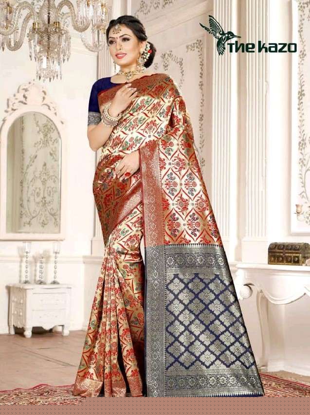 MENKA VOL-4 BY THE KAZO 402 TO 404 SERIES INDIAN TRADITIONAL WEAR COLLECTION BEAUTIFUL STYLISH FANCY COLORFUL PARTY WEAR & OCCASIONAL WEAR KANCHIPURAM SILK SAREES AT WHOLESALE PRICE