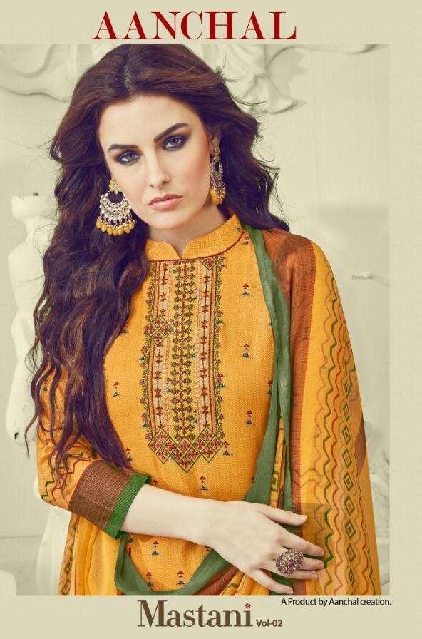 MASTANI VOL-2 BY AANCHAL 2001 TO 2008 SERIES BEAUTIFUL STYLISH SHARARA SUITS FANCY COLORFUL CASUAL WEAR & ETHNIC WEAR & READY TO WEAR CAMBRIC COTTON PRINT WITH EMBROIDERY DRESSES AT WHOLESALE PRICE