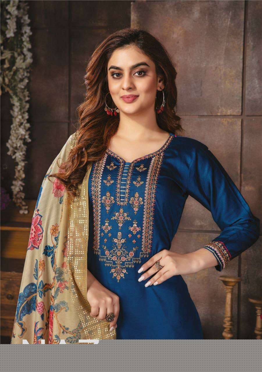 NAZRANA BY SHABARI FASHION 1033 TO 1038 SERIES BEAUTIFUL STYLISH SHARARA SUITS FANCY COLORFUL CASUAL WEAR & ETHNIC WEAR & READY TO WEAR JAM COTTON EMBROIDERED DRESSES AT WHOLESALE PRICE