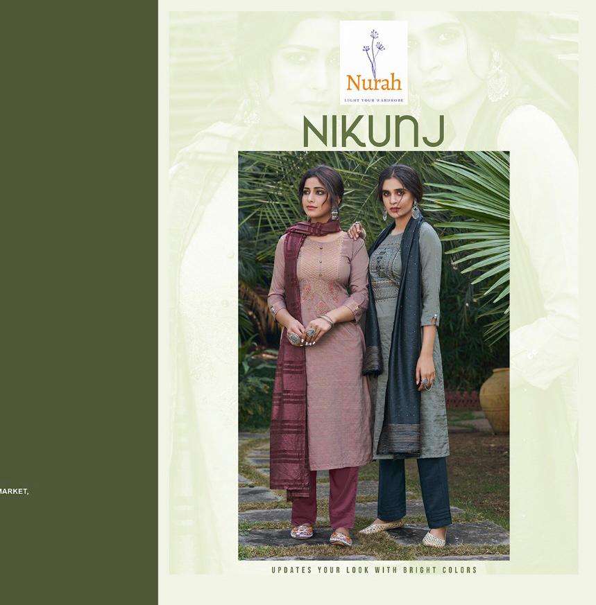 NIKUNJ BY NURAH 1171 TO 1174 SERIES BEAUTIFUL SUITS COLORFUL STYLISH FANCY CASUAL WEAR & ETHNIC WEAR CHINNON SILK DRESSES AT WHOLESALE PRICE