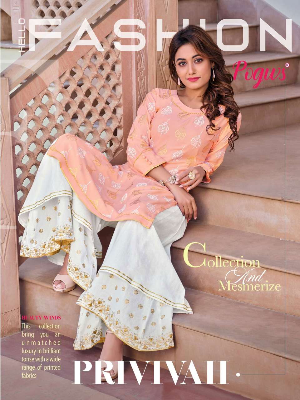 PRIVIVAH VOL-1 BY POGWS 1014 TO 1019 SERIES BEAUTIFUL STYLISH FANCY COLORFUL CASUAL WEAR & ETHNIC WEAR HEAVY RAYON PRINT KURTIS WITH BOTTOM AT WHOLESALE PRICE