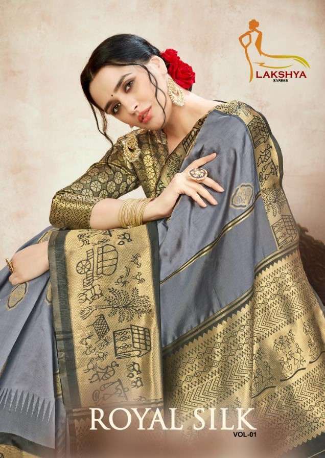 ROYAL SILK VOL-1 BY LAKSHYA 1001 TO 1004 SERIES INDIAN TRADITIONAL WEAR COLLECTION BEAUTIFUL STYLISH FANCY COLORFUL PARTY WEAR & OCCASIONAL WEAR BANARASI SILK SAREES AT WHOLESALE PRICE