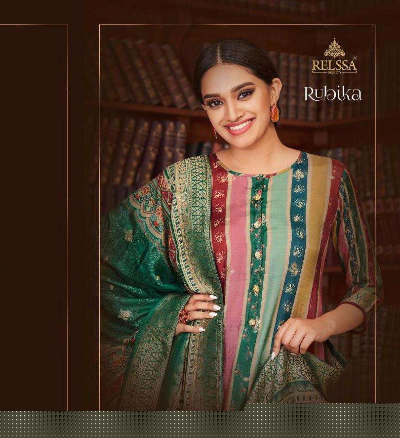 RUBIKA BY RELSSA FABRICS 68001 TO 68006 SERIES BEAUTIFUL SUITS COLORFUL STYLISH FANCY CASUAL WEAR & ETHNIC WEAR TANSUI SILK DIGITAL PRINT DRESSES AT WHOLESALE PRICE