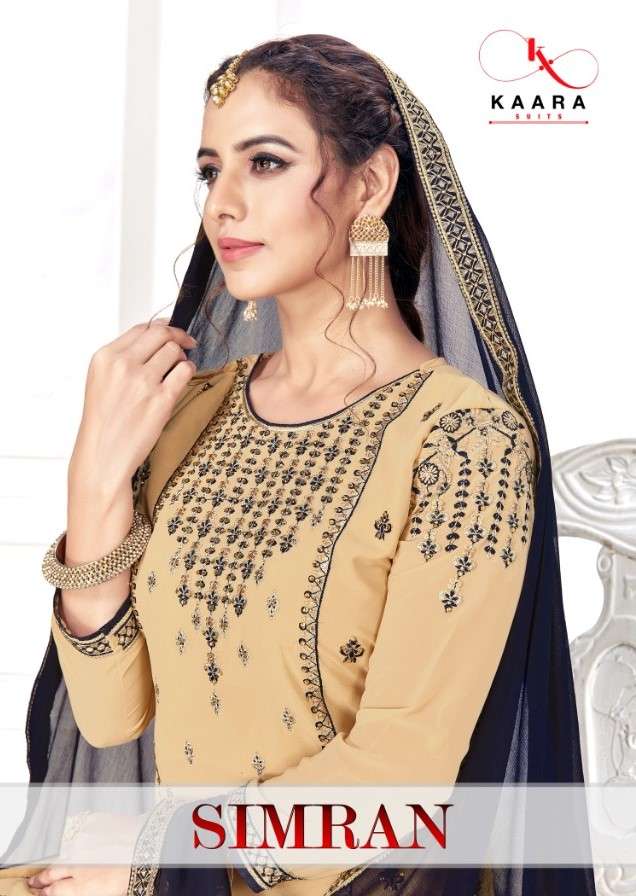 SIMRAN BY KAARA SUITS 2001 TO 2004 SERIES DESIGNER WEDDING COLLECTION BEAUTIFUL STYLISH FANCY COLORFUL PARTY WEAR & OCCASIONAL WEAR FAUX GEORGETTE EMBROIDERED DRESSES AT WHOLESALE PRICE