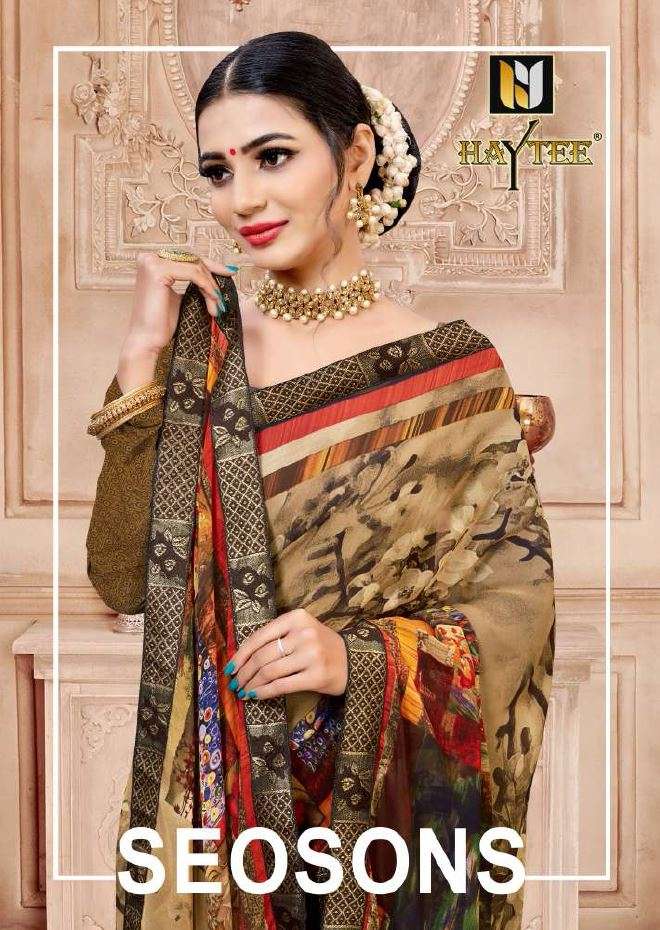 SEOSONS BY HAYTEE 6436 TO 6443 SERIES INDIAN TRADITIONAL WEAR COLLECTION BEAUTIFUL STYLISH FANCY COLORFUL PARTY WEAR & OCCASIONAL WEAR WEIGHTLESS PRINT SAREES AT WHOLESALE PRICE
